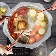 Load image into Gallery viewer, XUSHI PASLANMAZ ÇELİK BÖLMELİ HOTPOT TENCERESİ (STAINLESS STEEL DIVIDED HOT POT 32CM) 不锈钢鸳鸯火锅盆 32CM - 1 ADET