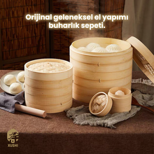 Load image into Gallery viewer, XUSHI 30CM BAMBU BUHARLIK SEPETİ (30CM BAMBOO STEAMER) 直径30CM蒸笼 - 1 ADET
