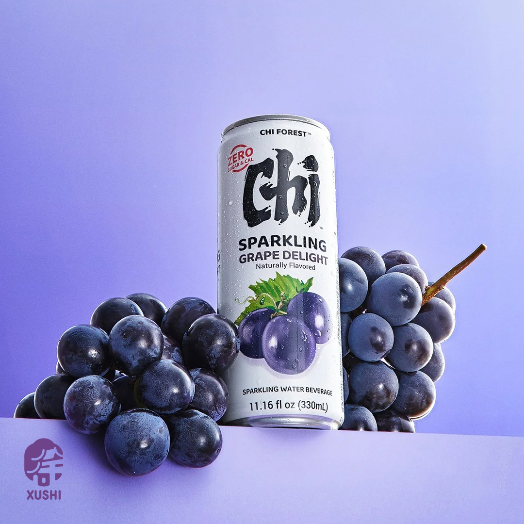 CHI FOREST ÜZÜM AROMALI GAZLI İÇECEK (SPARKLING WATER BEVERAGE GRAPE FLAVOR) 元气森林0卡葡萄味汽水 - 330ML