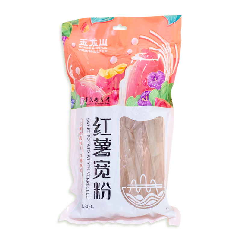 YULONGSHAN TATLI PATATES GENİŞ ERİŞTESİ (SWEET POTATO WIDE VERMICELLI) 玉龙山红薯宽粉 - 300G