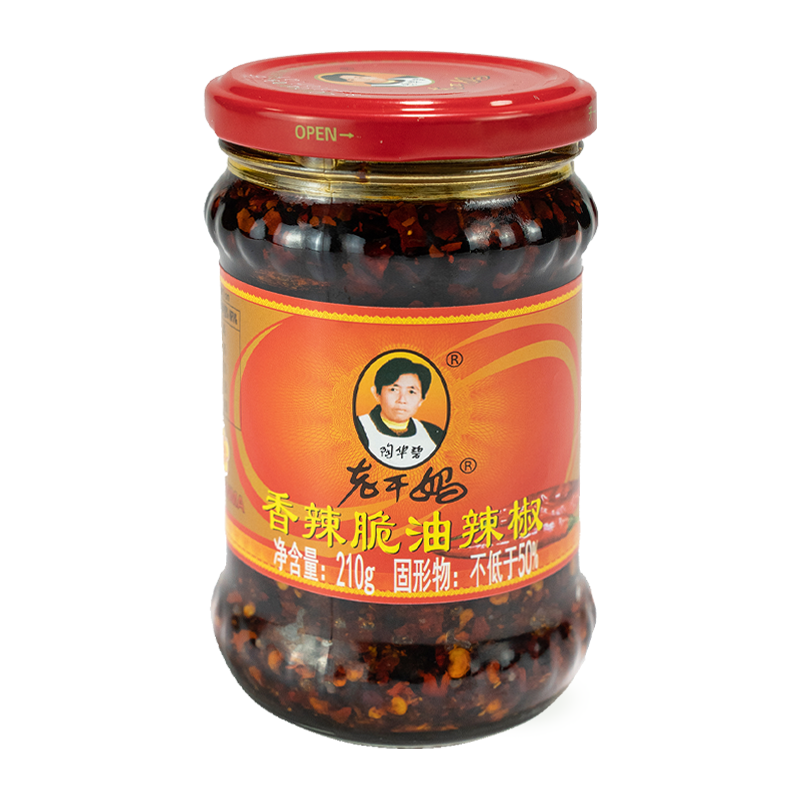 LAOGANMA SOYA FASULYELİ ÇITIR BİBER SOSU (CRUNCHY CHILLI SAUCE WITH CRISPY SOYBEAN) 老干妈香辣脆油辣椒 - 210G