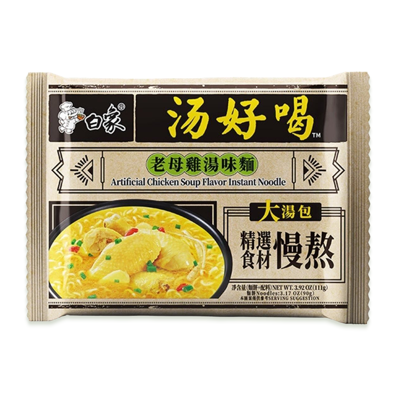 BAIXIANG TAVUK ÇORBA AROMALI HAZIR ERİŞTE (CHICKEN SOUP FLAVOR INSTANT NOODLE) 白象老母鸡汤味面 - 111G