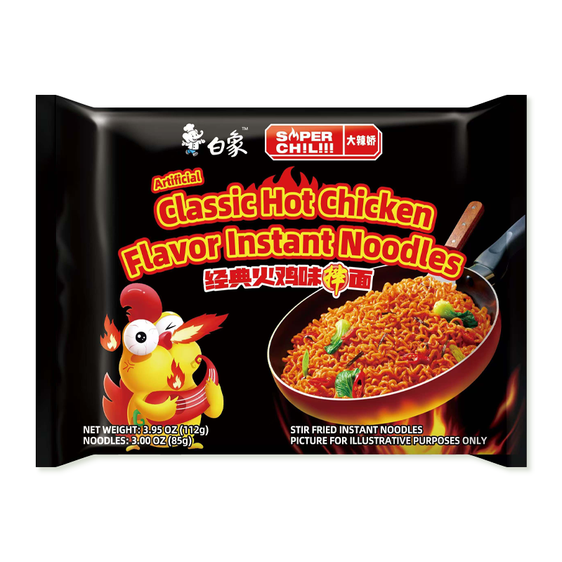 BAIXIANG KLASİK ACILI TAVUK HAZIR ERİŞTE (CLASSIC HOT CHICKEN INSTANT NOODLE) 白象经典火鸡拌面 - 112G