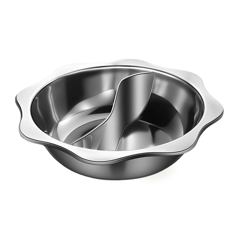 XUSHI PASLANMAZ ÇELİK BÖLMELİ HOTPOT TENCERESİ (STAINLESS STEEL DIVIDED HOT POT 30CM) 不锈钢鸳鸯火锅盆 30CM - 1 ADET