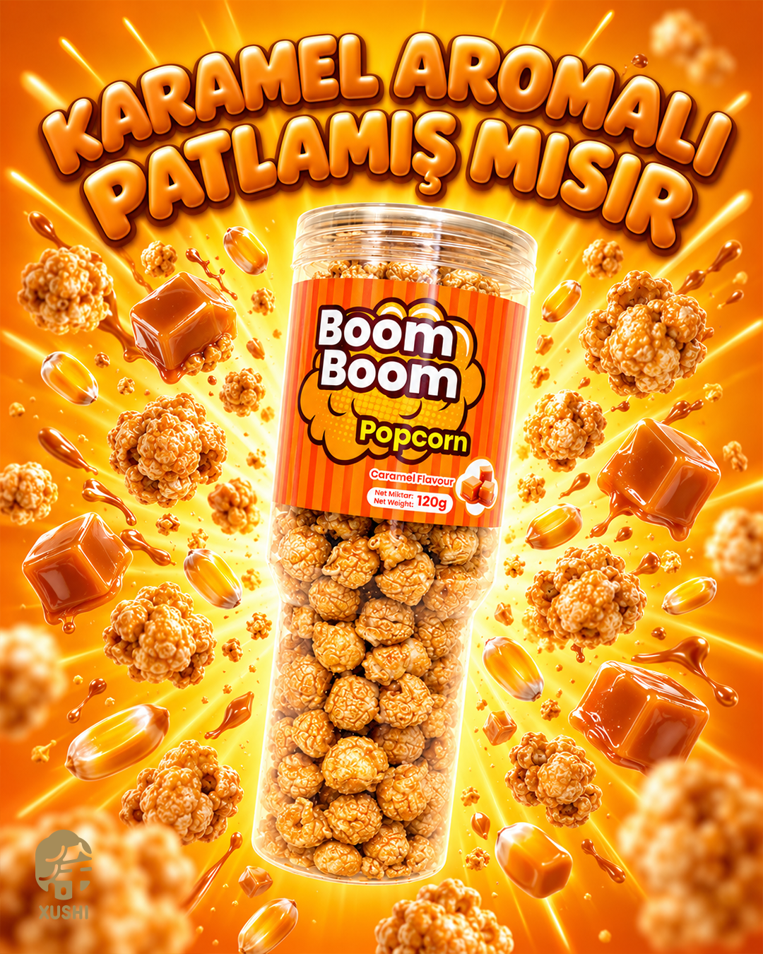 BOOMBOOM KARAMEL AROMALI PATLAMIŞ MISIR (CAREMAL POPCORN) 焦糖味爆米花 - 120G