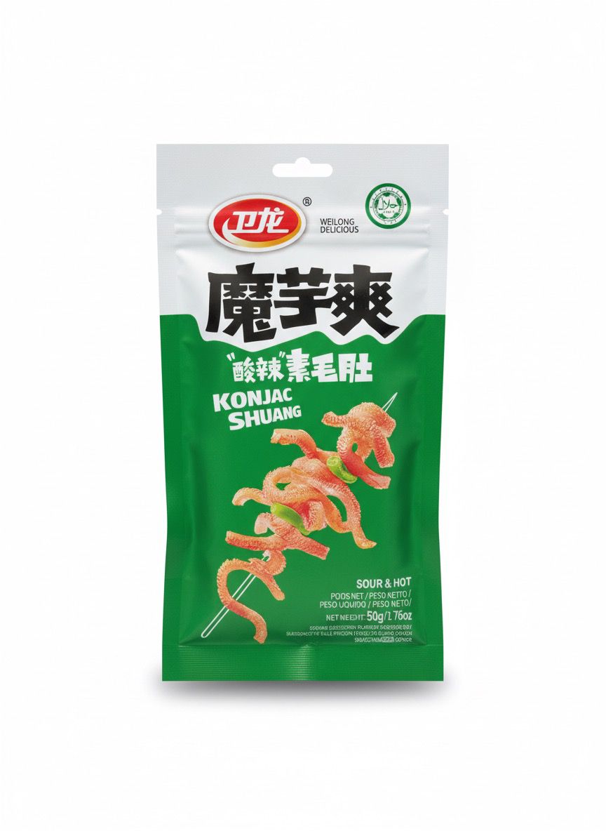 Konyak Unu Ile Hazırlanmış Ekşılı Ve Acılı Atıştırmalık ( Konjac Shuang ) - 50G