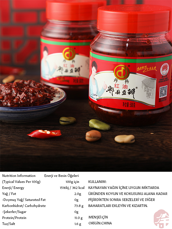 DAN DAN PİXİAN YAĞLI ACI BİBER SOSU (PIXIAN BEAN PASTE) 丹丹郫县豆瓣酱 - 500G