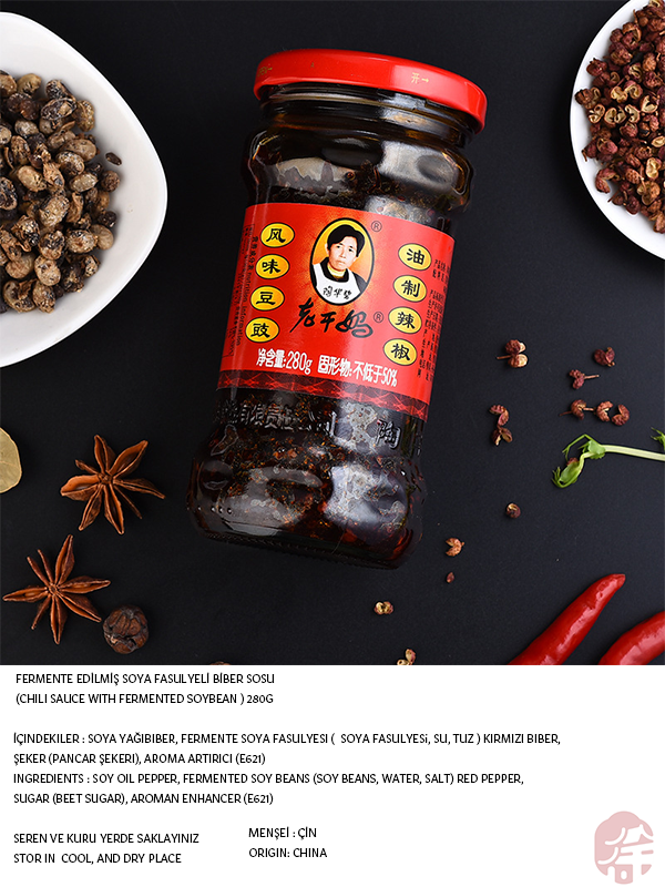 Chilli Sauce With Fermented Soybean (老干妈风味豆豉) Fremente Edilmiş Soya Fasulyeli Biber Sosu - 280G