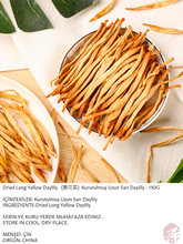 Load image into Gallery viewer, Dried Long Yellow Daylily   (黄花菜)  Kurutulmuş Uzun Sarı Daylily - 150G
