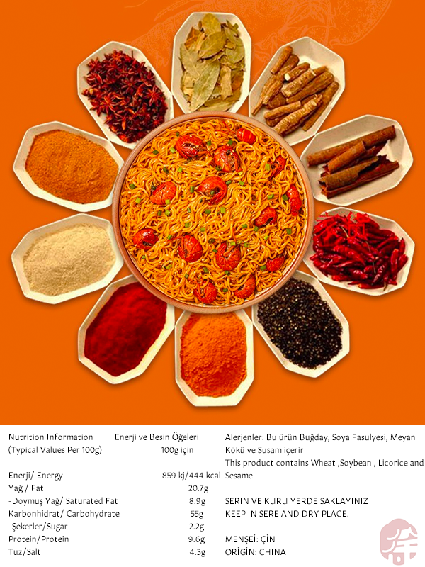 BAIXIANG KEREVİT AROMALI KIZARMIŞ ERİŞTE *5 (CRAWFISH FLAVORED STIR FRIED NOODLE *5) 白象小龙虾拌面 - 565G