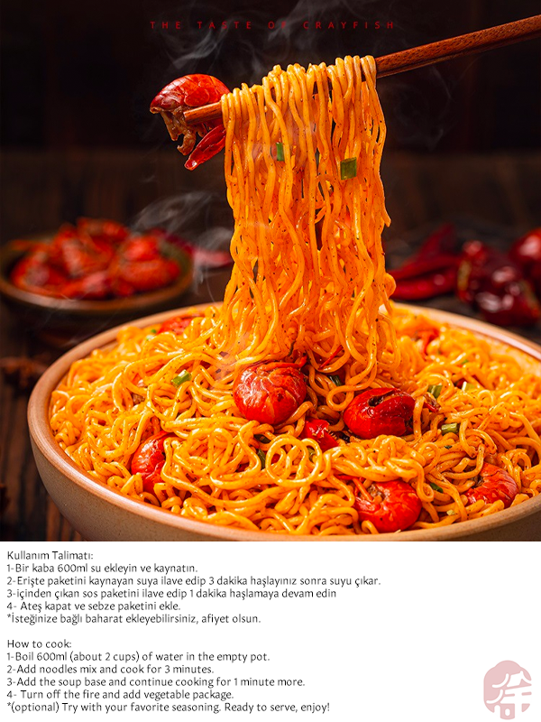 BAIXIANG KEREVİT AROMALI KIZARMIŞ ERİŞTE *5 (CRAWFISH FLAVORED STIR FRIED NOODLE *5) 白象小龙虾拌面 - 565G